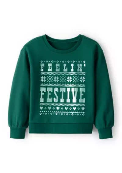 Girls 4-6x Festive Holiday Graphic Sweater