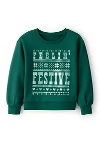 Girls 4-6x Festive Holiday Graphic Sweater