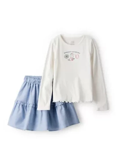 Girls 4-6x Western Graphic Top and Skirt Set