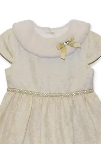 Girls 7-16 Dress with Fur Collar