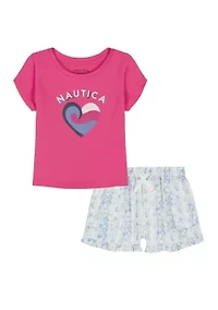 Girls 4-6 Heart Shirt Shorts Set