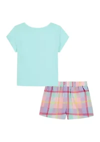 Girls 4-6x Flower T-Shirt and Plaid Shorts Set