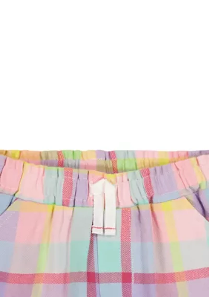 Girls 4-6x Flower T-Shirt and Plaid Shorts Set