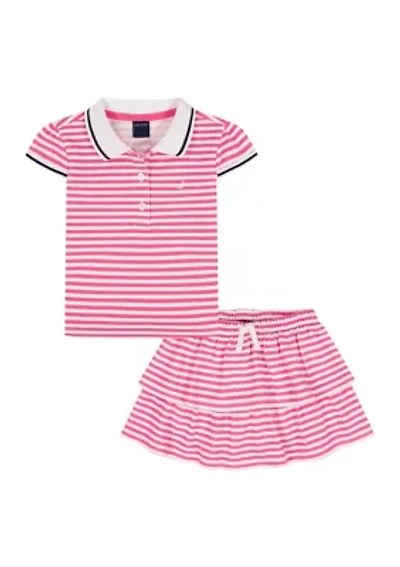 Girls 4-6x Striped Shirt and Flounce Skort Set