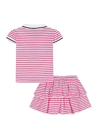 Girls 4-6x Striped Shirt and Flounce Skort Set
