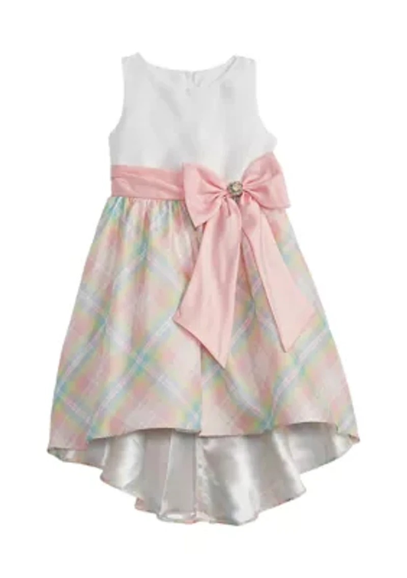 Girls 7-16 Shantung Dress with Bow Detail