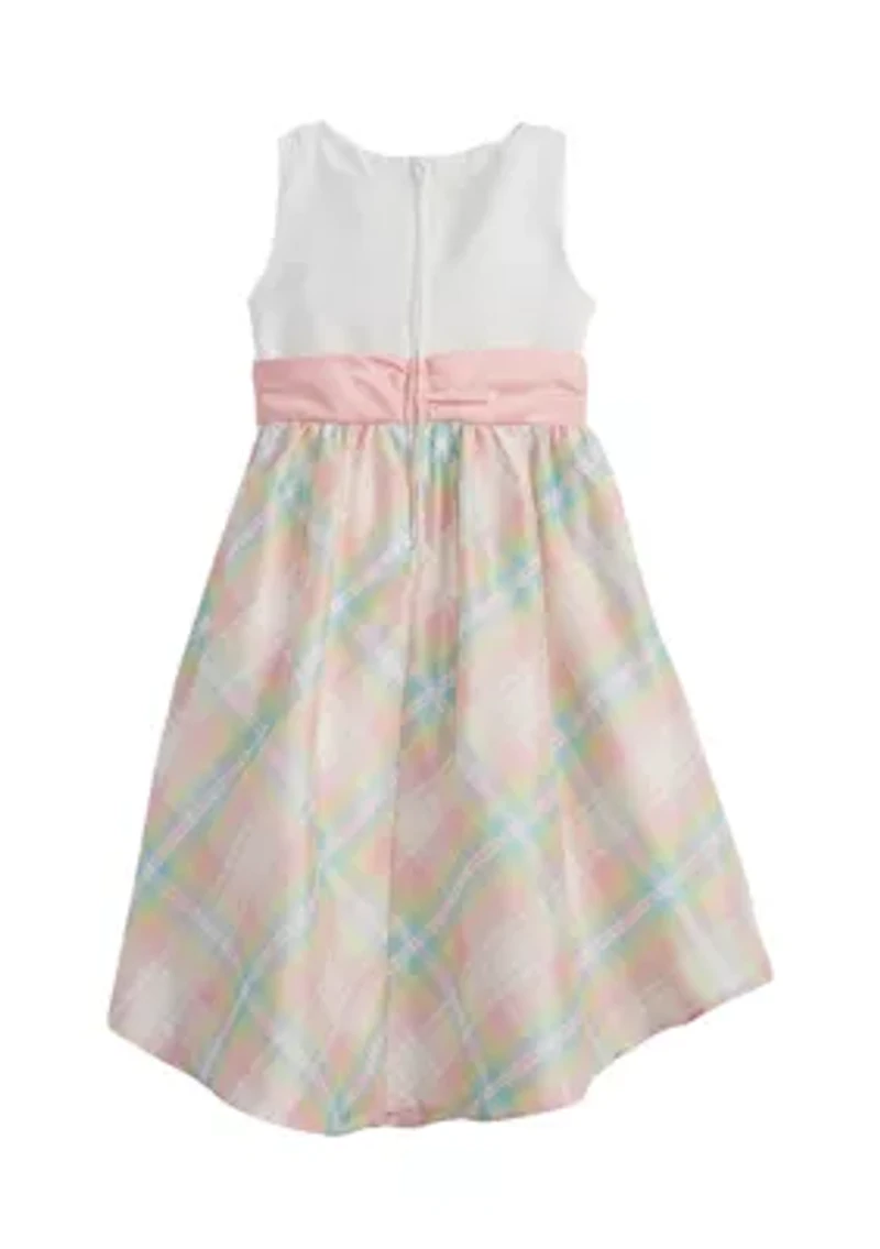 Girls 7-16 Shantung Dress with Bow Detail