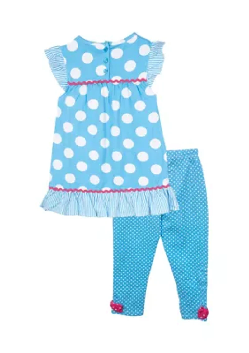 Girls 4-6x Dot Printed Top and Leggings Set
