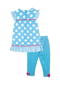 Girls 4-6x Dot Printed Top and Leggings Set