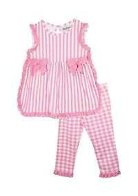 Girls 4-6x Stripe Top and Leggings Set