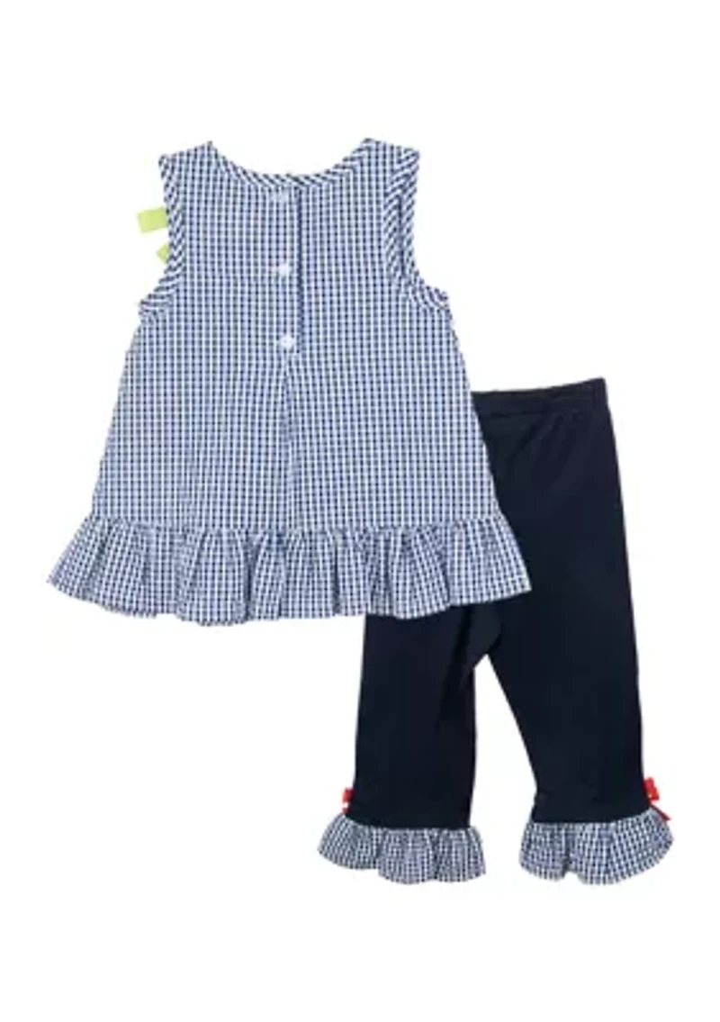 Girls 4-6x Seersucker Top and Ruffle Leggings Set