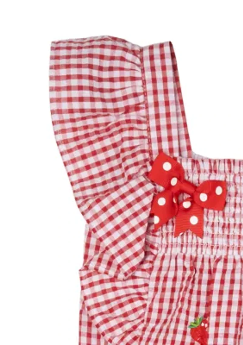 Girls 4-6x Berry Seersucker Top and Ruffle Leggings Set