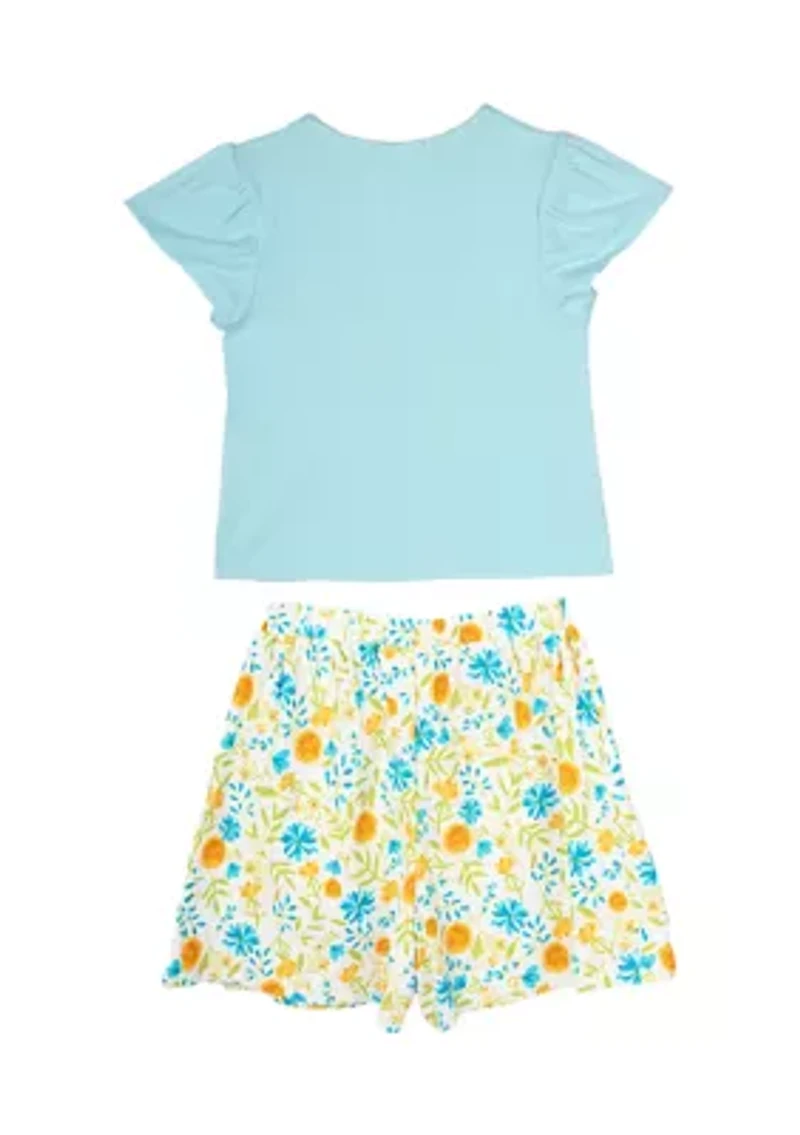 Girls 4-6x Cowgirl Hat Graphic Top and Printed Skort Set