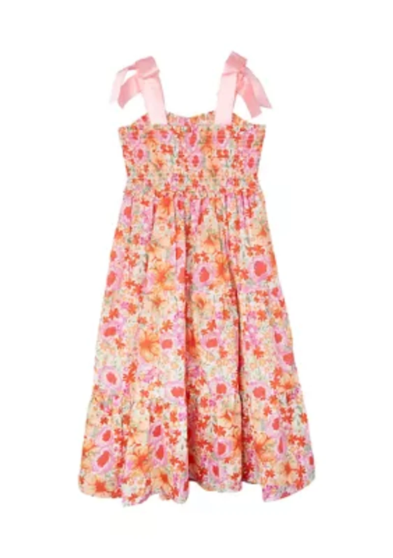 Girls 7-16 Floral Bow Shoulder Maxi Dress