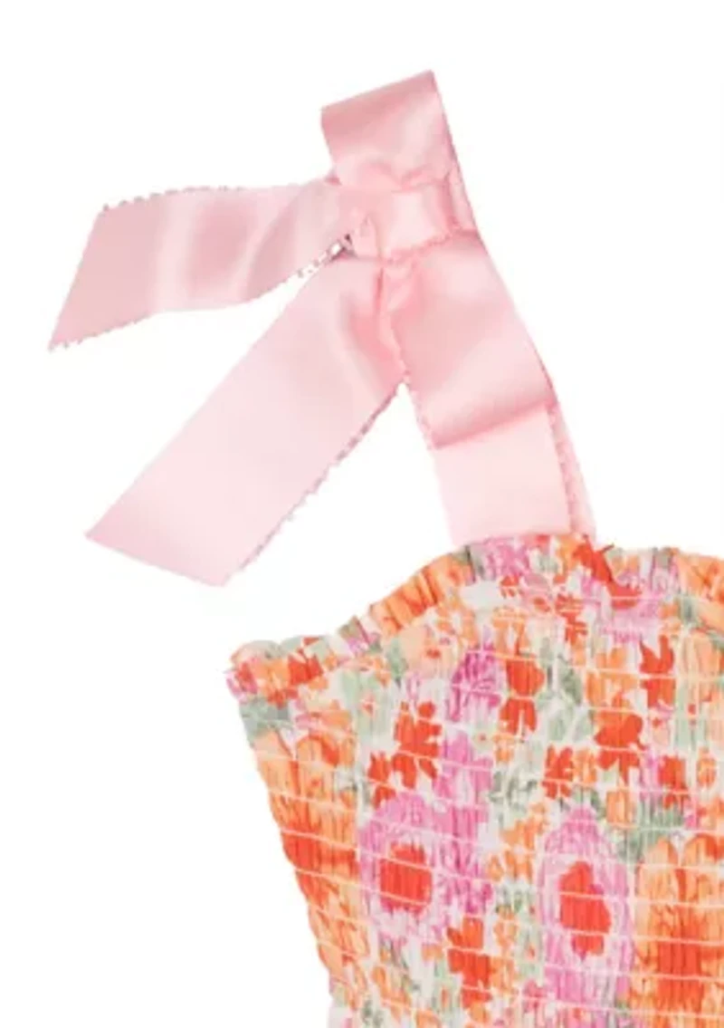 Girls 7-16 Floral Bow Shoulder Maxi Dress