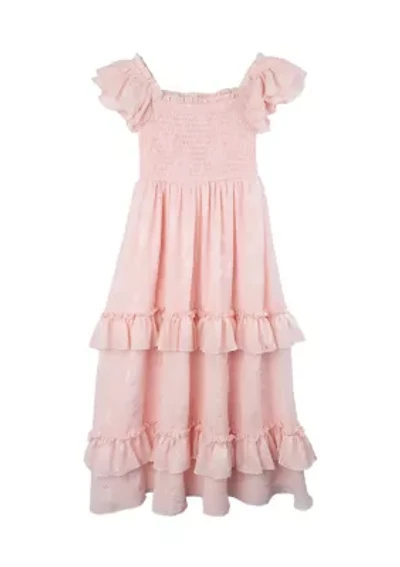 Girls 4-6x Flutter Sleeve Maxi Dress