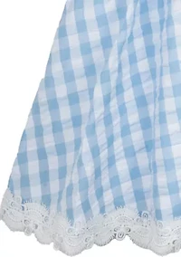Girls 4-6x Blue Gingham Eyelet Trim Dress