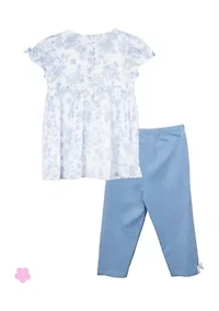 Girls 4-6x Floral Voile Top and Solid Legging Set