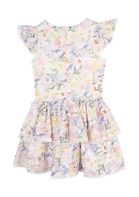 Girls 4-6x Lilac Floral Eyelet Dress