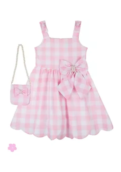 Girls 4-6x Pink Gingham Barbie Dress