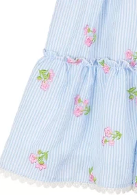 Girls 4-6x Embroidered Seersucker Dress