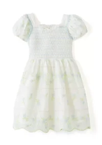Girls 4-6x Smocked Embroidered Eyelet Dress