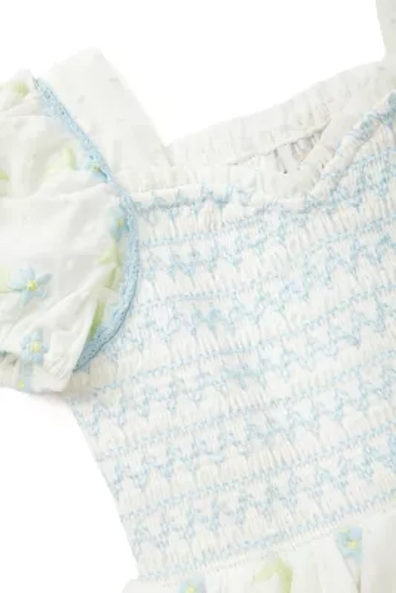 Girls 4-6x Smocked Embroidered Eyelet Dress