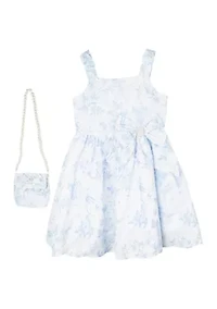 Girls 4-6x Toile Bow Waist Dress