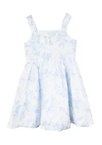 Girls 4-6x Toile Bow Waist Dress