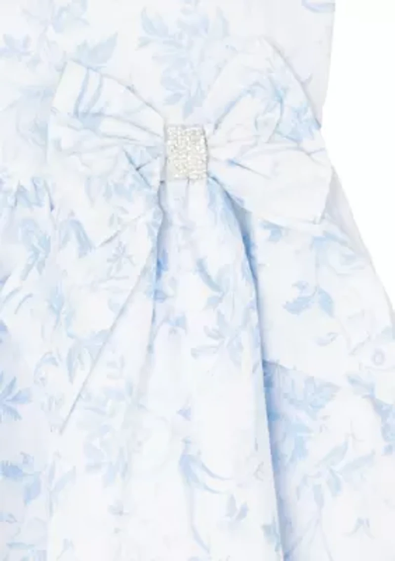 Girls 4-6x Toile Bow Waist Dress