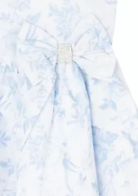 Girls 4-6x Toile Bow Waist Dress