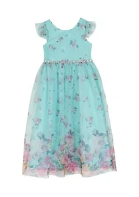 Girls 4-6x Print Mesh Maxi Dress