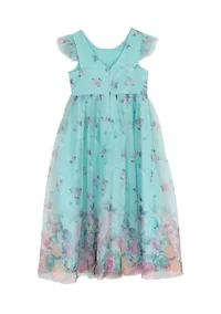 Girls 4-6x Print Mesh Maxi Dress
