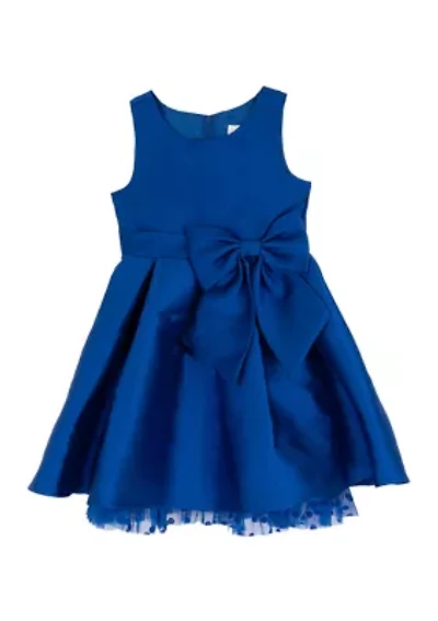Girls 4-6 Royal Blue Bow Waist Mikado Dress