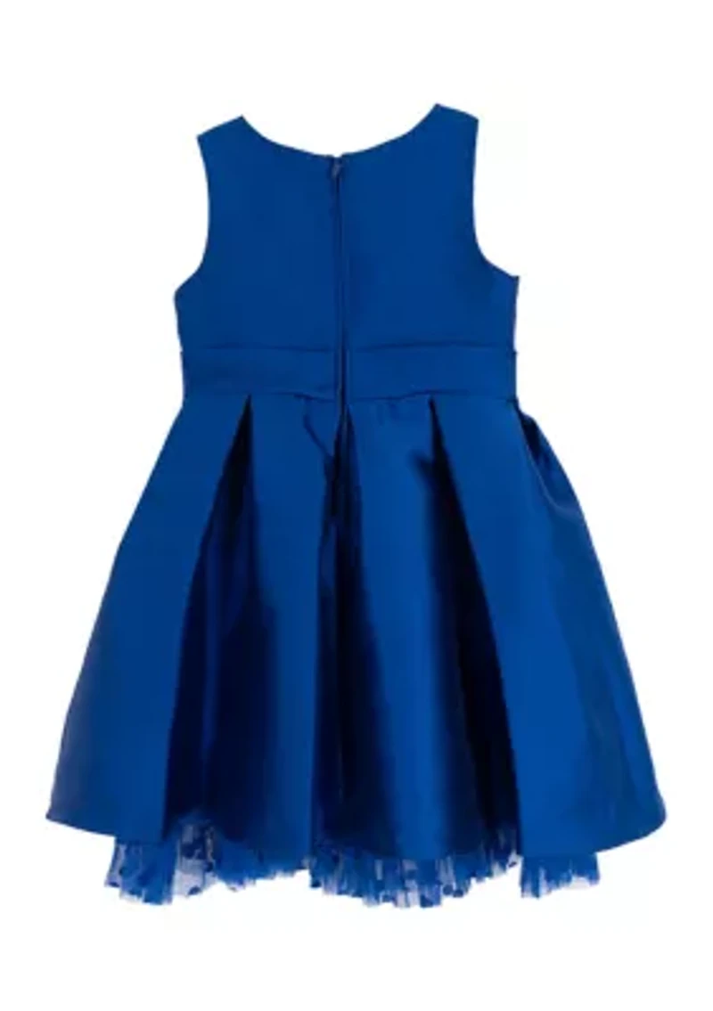 Girls 4-6 Royal Blue Bow Waist Mikado Dress