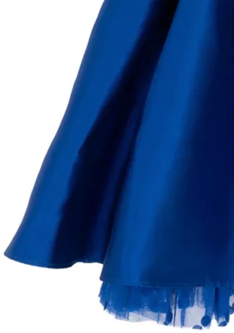 Girls 4-6 Royal Blue Bow Waist Mikado Dress