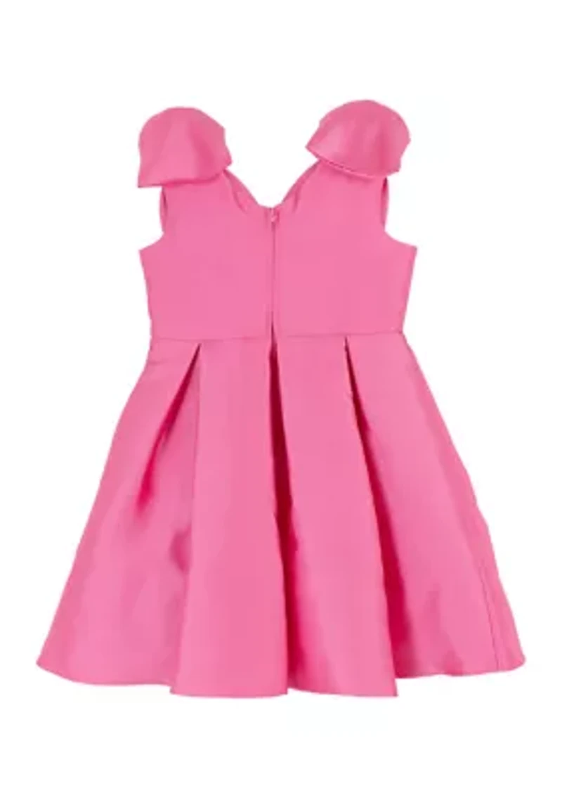 Girls 4-6 Pink Bow Shoulder Mikado Dress