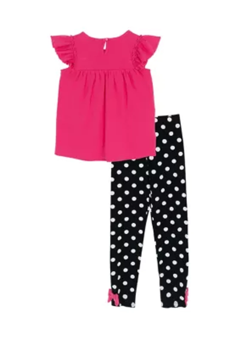 Girls 4-6 Flower Top and Polkadot Leggings
