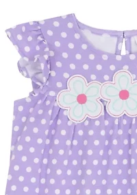 Girls 4-6 Dot Striped Interlocked Set