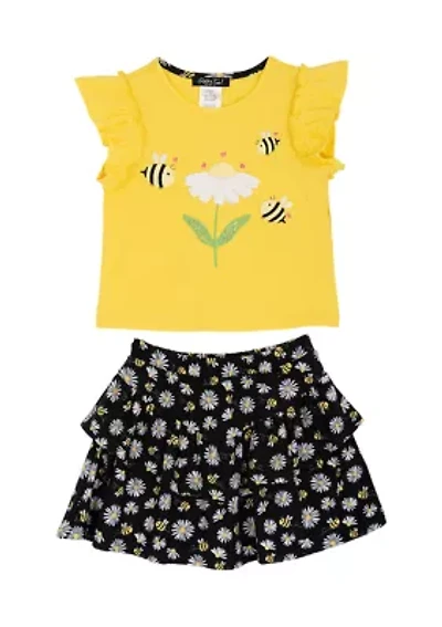 Girls 4-6x Bee Knit Top and Skort