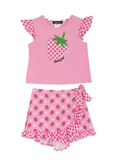 Girls 4-6x Strawberry Knit Top and Skort