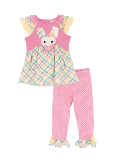 Girls 4-6x Plaid Easter Shirt and Leggings Set