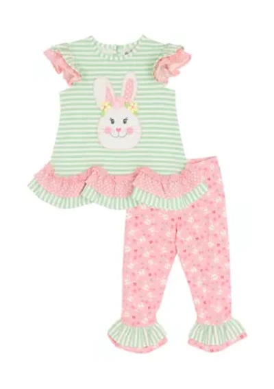 Girls 4-6x Striped Bunny Shirt and Leggings Set