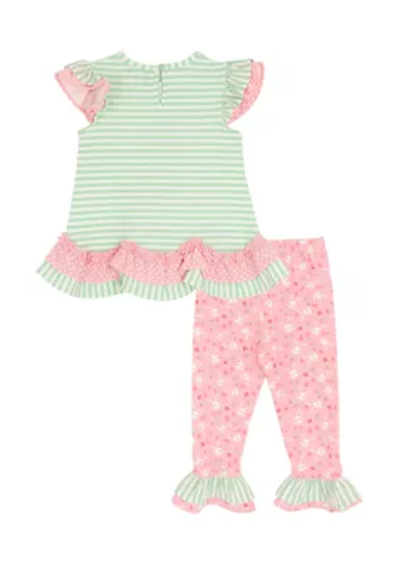 Girls 4-6x Striped Bunny Shirt and Leggings Set
