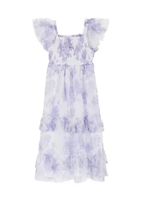 Girls 4-6 Lilac Clip Dot Mesh Maxi Dress