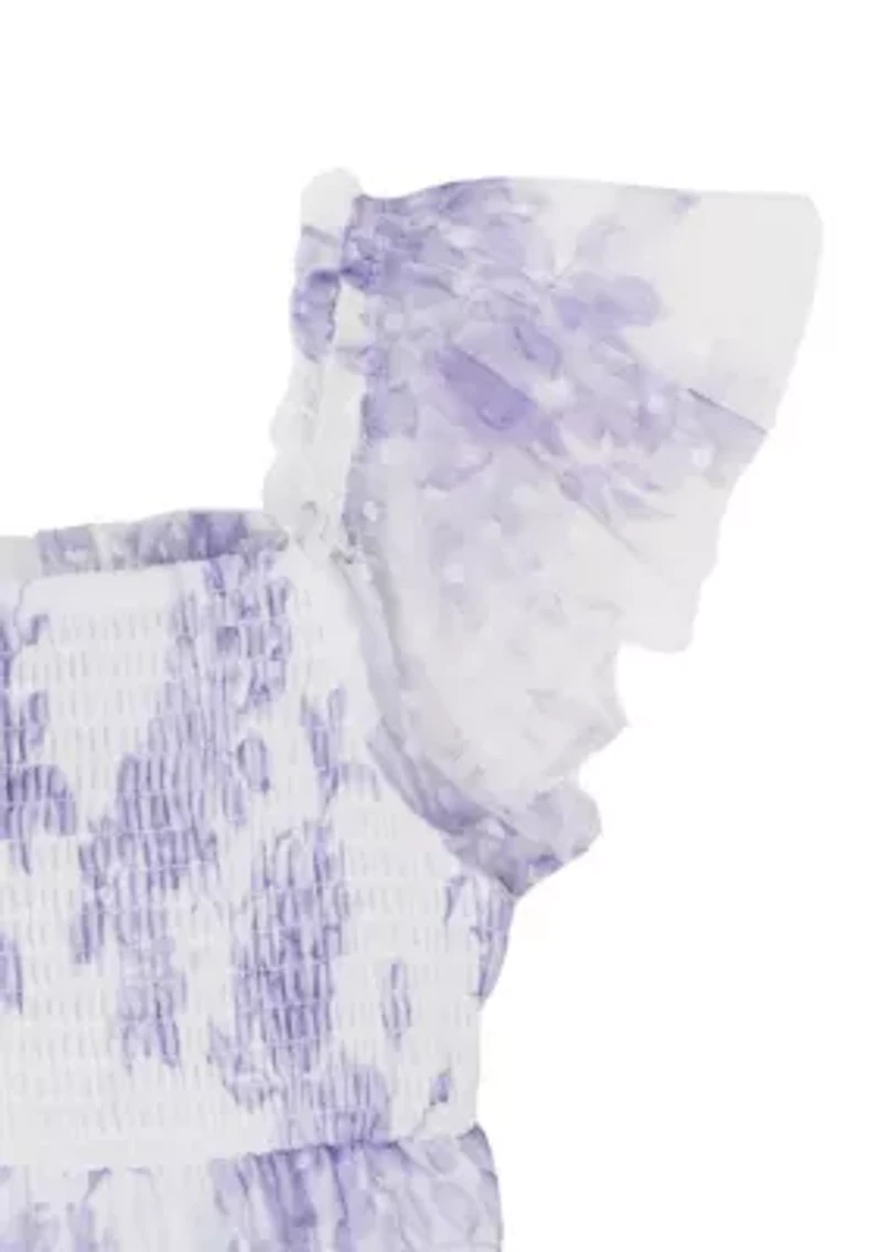 Girls 4-6 Lilac Clip Dot Mesh Maxi Dress