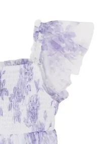 Girls 4-6 Lilac Clip Dot Mesh Maxi Dress