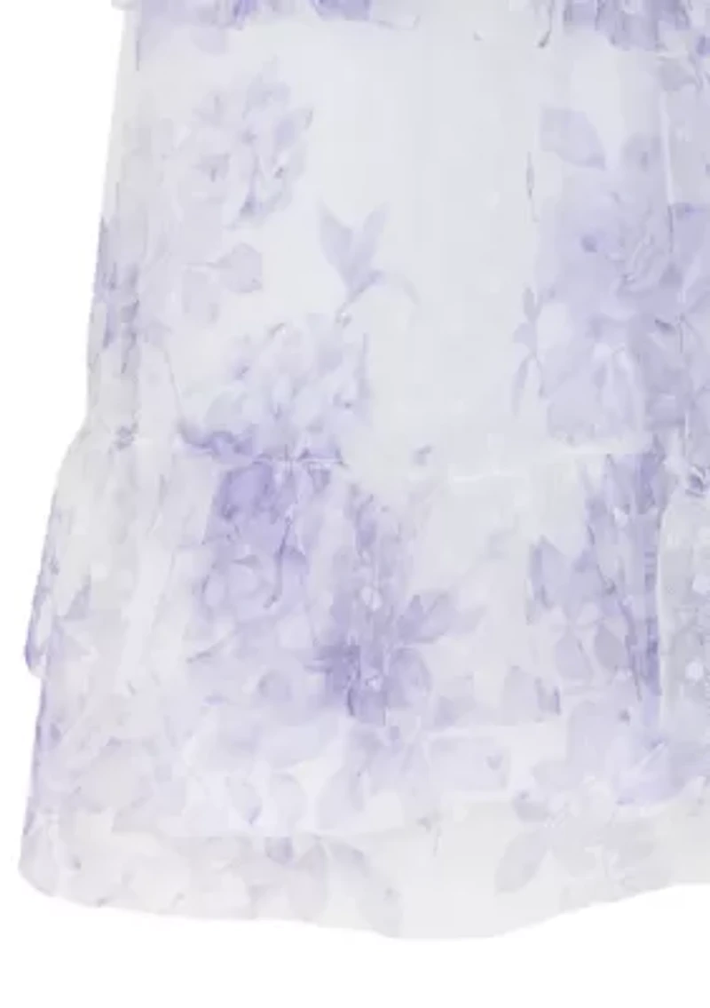 Girls 4-6 Lilac Clip Dot Mesh Maxi Dress