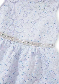 Girls 4-6 Glitter Lace Hi Low Dress