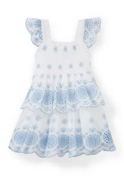 Girls 4-6x Embroidered Eyelet Tiered Dress